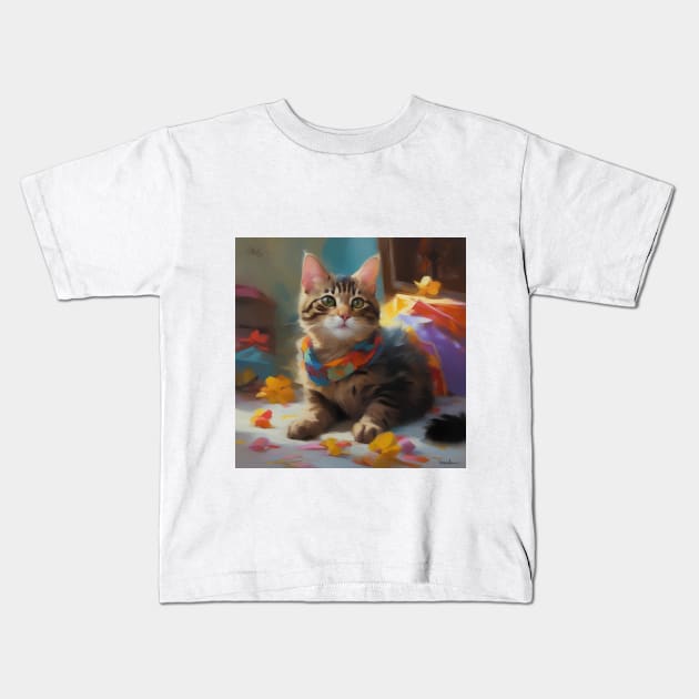 Spring Cat Kids T-Shirt by Cynrad